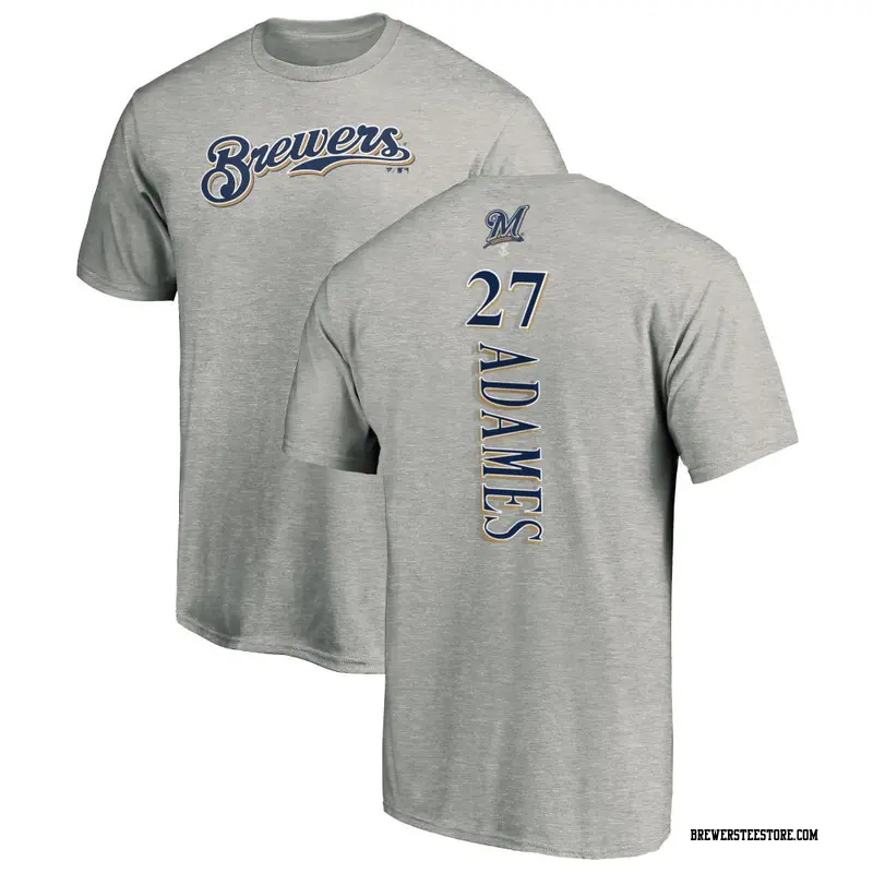 Youth Milwaukee Brewers ＃27 Willy Adames Ash Backer T-Shirt - Brewers Store