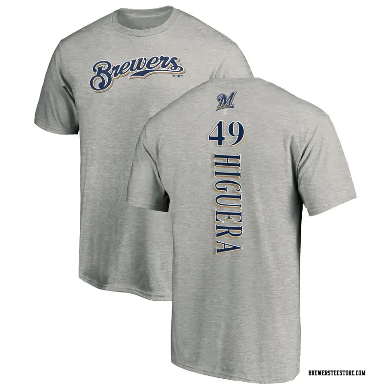 Men's Milwaukee Brewers ＃49 Teddy Higuera Ash Backer T-Shirt