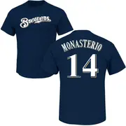 Youth Milwaukee Brewers ＃14 Andruw Monasterio Navy Roster Name & Number T-Shirt